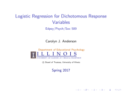 The Basics of Logistic Regression - University of Illinois Urbana