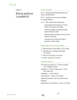 Leaps and Bounds - Grade 5 - Lesson 7: Being Positive Is Powerful