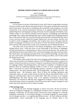 John Joseph paper Mother-Tongue Literacy as a Means and