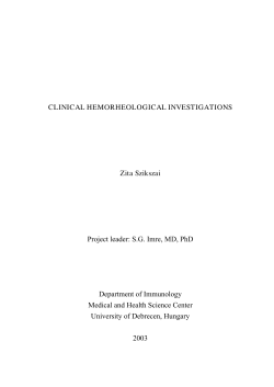 CLINICAL HEMORHEOLOGICAL INVESTIGATIONS Zita