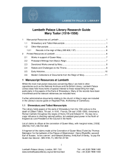 Lambeth Palace Library Research Guide Mary Tudor (1516