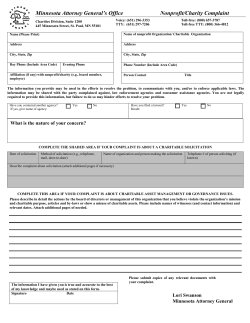 Charity/Nonprofit Report Form