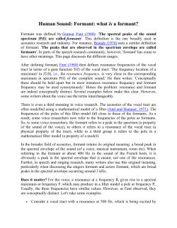 Human Sound: Formant: what is a formant?