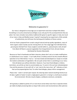 Menu - Giacomo`s Cibo e Vino