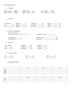 I Math Test Metric System and Metric Conversion