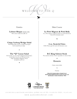 Entr&eacute;es Lobster Bisque (choice of 2) Crispy Iceberg Wedge Salad