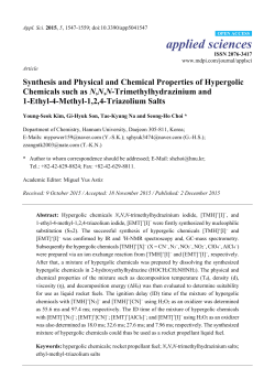 Synthesis and Physical and Chemical Properties of Hypergolic