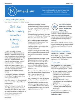 Momentum - March 2017 - The Christian and Missionary Alliance in