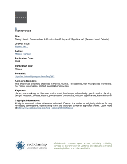 Fixing Historic Preservation: A Constructive Critique of" Significance
