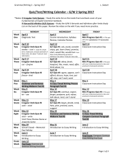Quiz/Test/Writing Calendar – G/W 2 Spring 2017