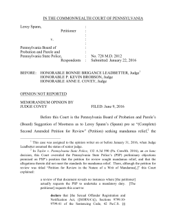 IN THE COMMONWEALTH COURT OF PENNSYLVANIA Leroy Spann