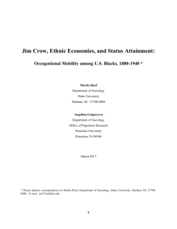 Jim Crow, Ethnic Economies, and Status Attainment: Occupational