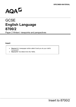 GCSE English Language Specimen insert Paper 2
