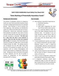 Date Marking of Potentially Hazardous Foods