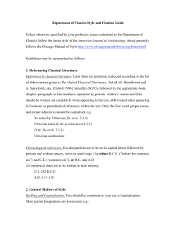 Department of Classics Style and Citation Guide Unless otherwise
