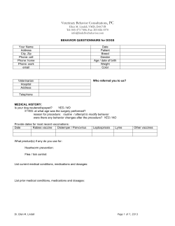 Dog Behavioral History Form