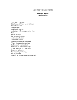 ADDITIONAL RESOURCES Langston Hughes` Mother to Son Well