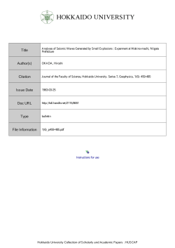 Instructions for use Title Analyses of Seismic Waves Generated by