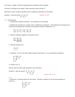 Pre-Calculus &ndash; Chapter 7 Section 3 Solving Systems of Equations