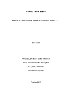 Selfish, Timid, Tories Boston in the American Revolutionary War