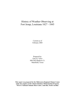 History of Weather Observing at Fort Jesup, Louisiana 1827
