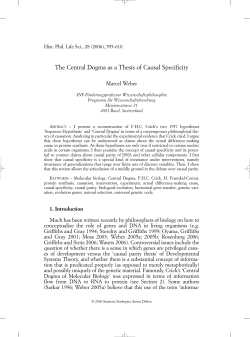 The Central Dogma as a Thesis of Causal Specificity