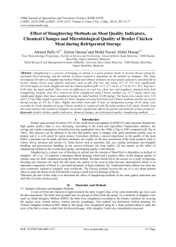 Effect of Slaughtering Methods on Meat Quality Indicators, Chemical