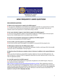 msw frequently asked questions - School of Social Work
