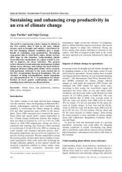 Sustaining and enhancing crop productivity in an