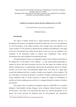 Coalition Governments and the Decision Making Process in CEE