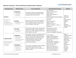Marzano Taxonomy &ndash; Terms and Phrases, Question Stems, Products*