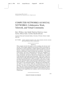 COMPUTER NETWORKS AS SOCIAL NETWORKS