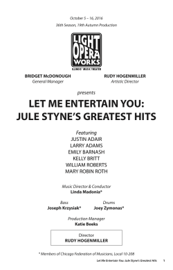 let me entertain you: jule styne`s greatest hits