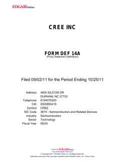 CREE INC - Cree Investor Relations