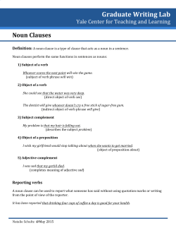 Noun Clauses - Yale Center for Teaching and Learning