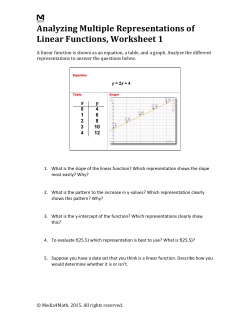 Analyzing Multiple Representations of Linear Functions, Worksheet 1