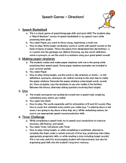 Speech Games – Directions! - North Allegheny School District