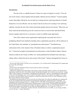 Presidential Non-Enforcement and the Rule of Law