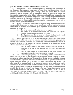 G.S. 105-264 Page 1 &sect; 105-264. Effect of Secretary`s interpretation