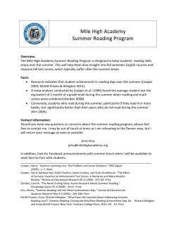 Mile High Academy Summer Reading Program