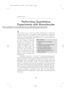 Performing Quantitative Experiments with Biomolecules
