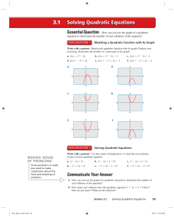 Solving Quadratic Equations 3.1