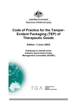 Code of Practice for the Tamper-Evident Packaging (TEP)