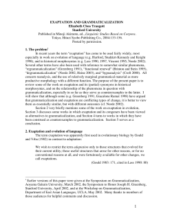 EXAPTATION AND GRAMMATICALIZATION Elizabeth