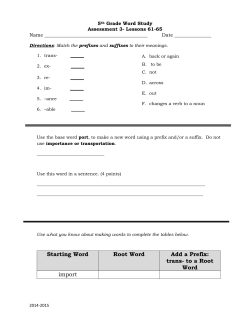Starting Word Root Word Add a Prefix: trans