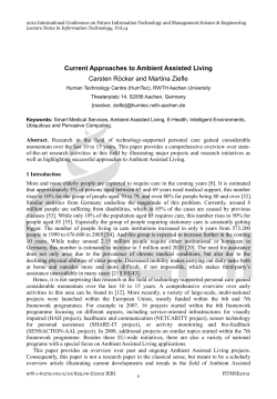 Current Approaches to Ambient Assisted Living Carsten R&ouml;cker and