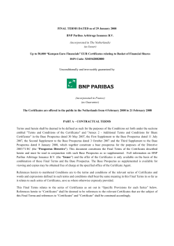 FINAL TERMS DATED as of 29 January 2008 BNP Paribas
