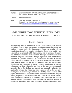 State Constitutions and the Autonomy of Religious Institutions