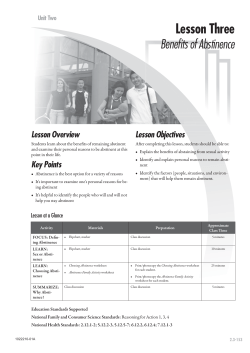 Unit Two&mdash;Lesson Three Benefits of Abstinence 3