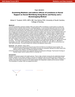 444-2013: Examining Mediator and Indirect Effects of